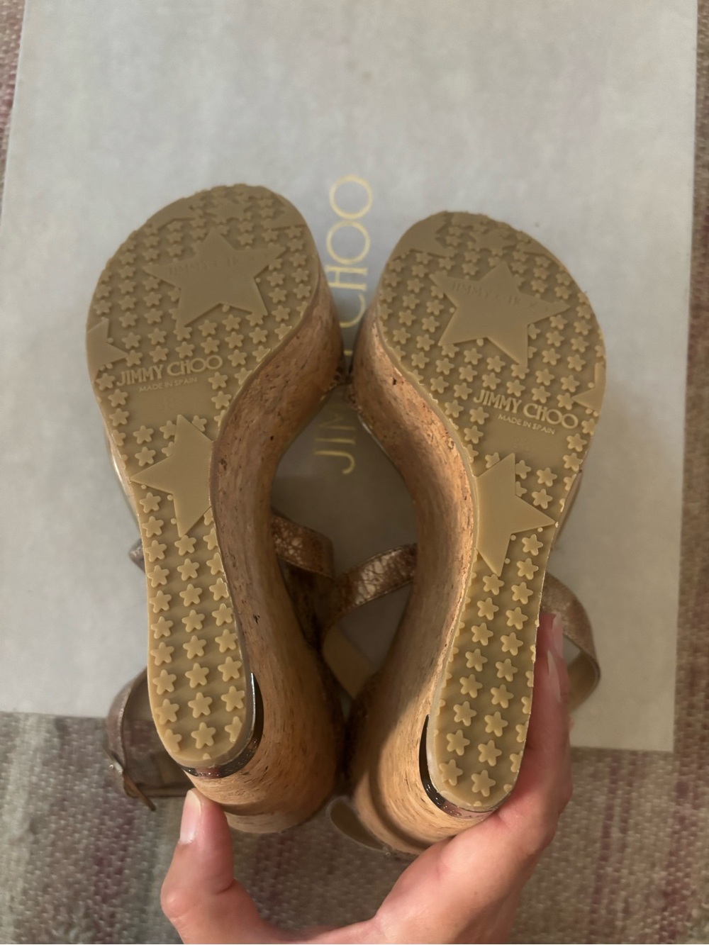 Jimmy Choo women’s wedge cork sandals - Picture 6 of 7
